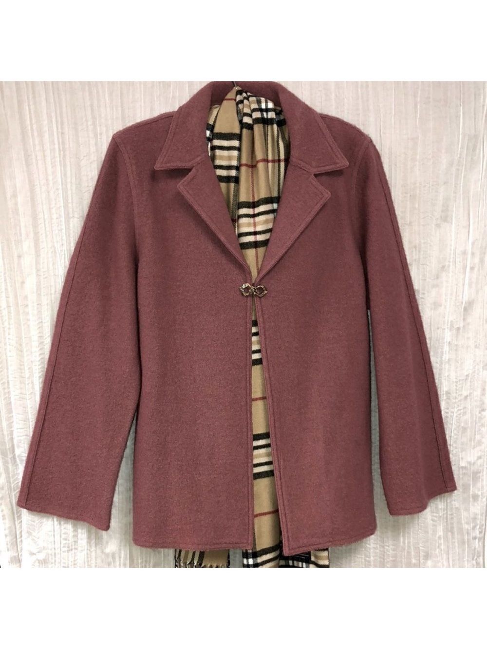 Alfred Dunner M Wool Overcoat Light Jacket in Raspberry Smoothie Pink